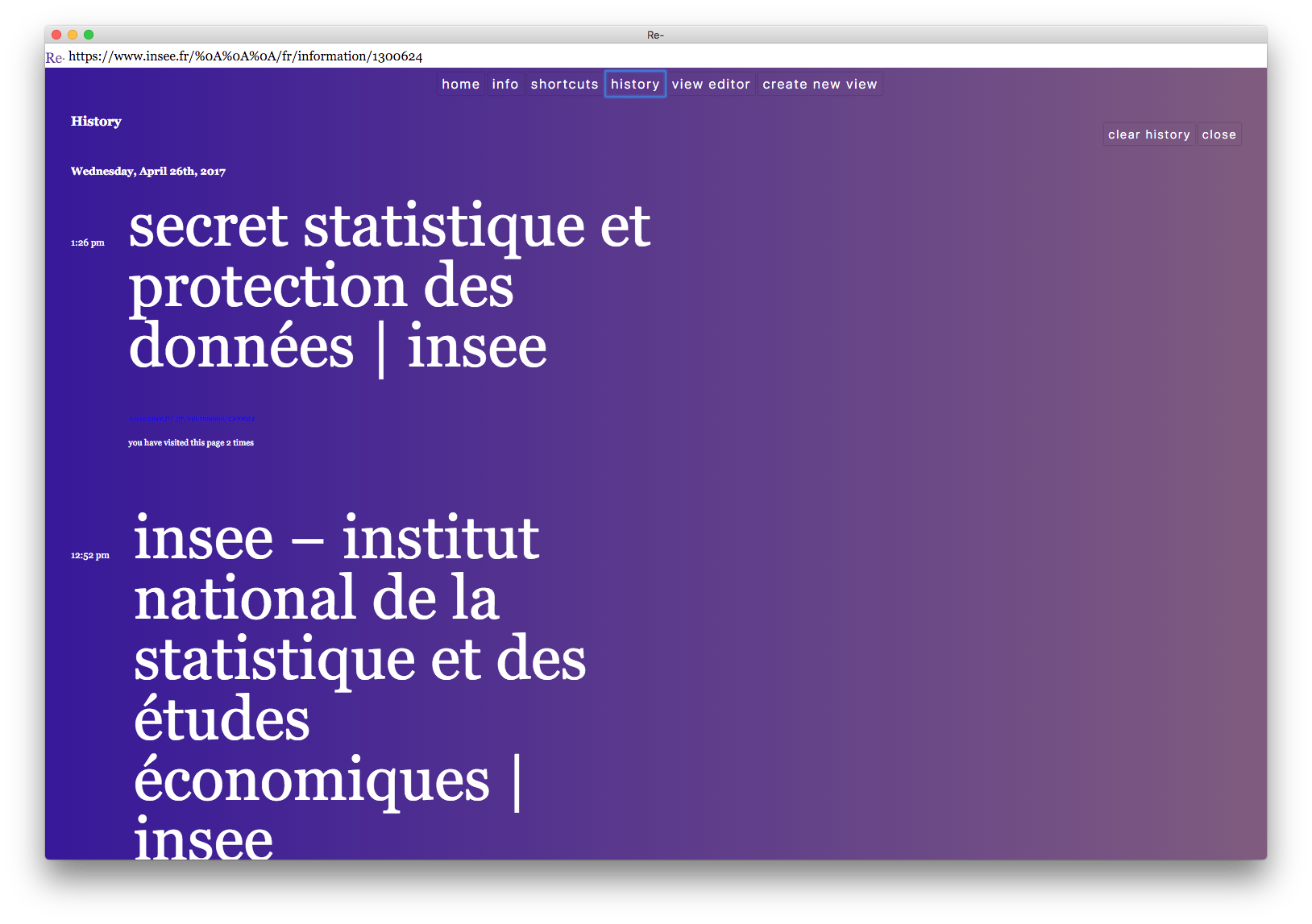 amir houieh - General UI of Re - browser history